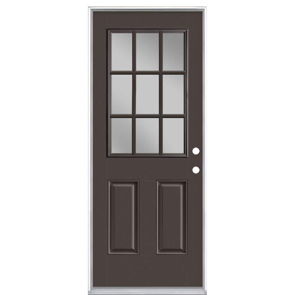 32 in. x 80 in. 9 Lite Willow Wood Left Hand Inswing Painted Smooth Fiberglass Prehung Front Door with No Brickmold price history on PriceWatchPro
