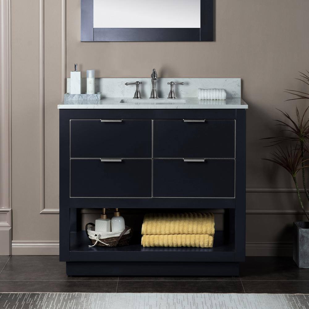 WOODBRIDGE Venice 37 in.W x 22 in.D x 38 in.H Bath Vanity in Gray with Engineered stone Vanity