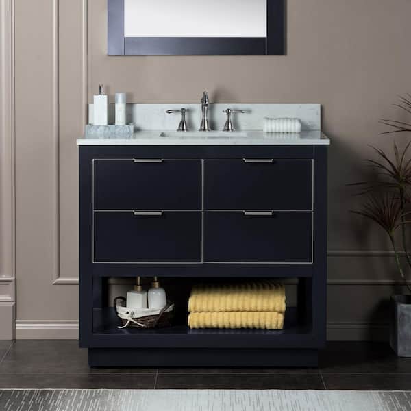 WOODBRIDGE Venice 43 in.W x 22 in.D x 38 in.H Bath Vanity in Gray with Engineered stone Vanity Top in White with White Sink