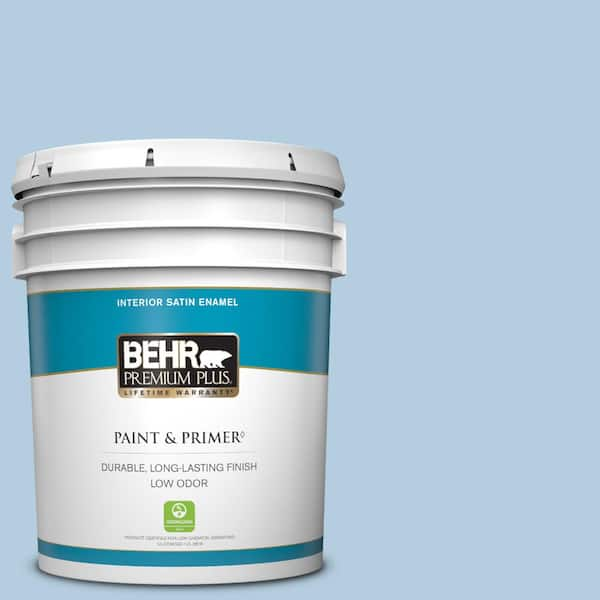 BEHR PREMIUM PLUS 5 gal. #PPU14-14 Crystal Waters Satin Enamel Low Odor Interior Paint & Primer