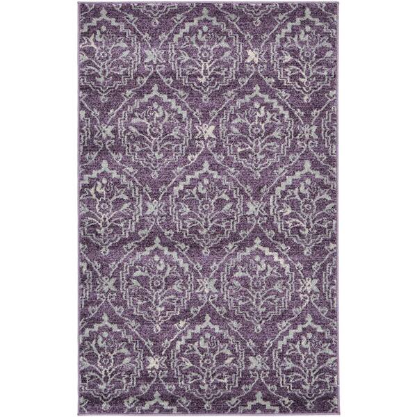 Unique Loom Damask Purple 3'3" x 5'3" Rug