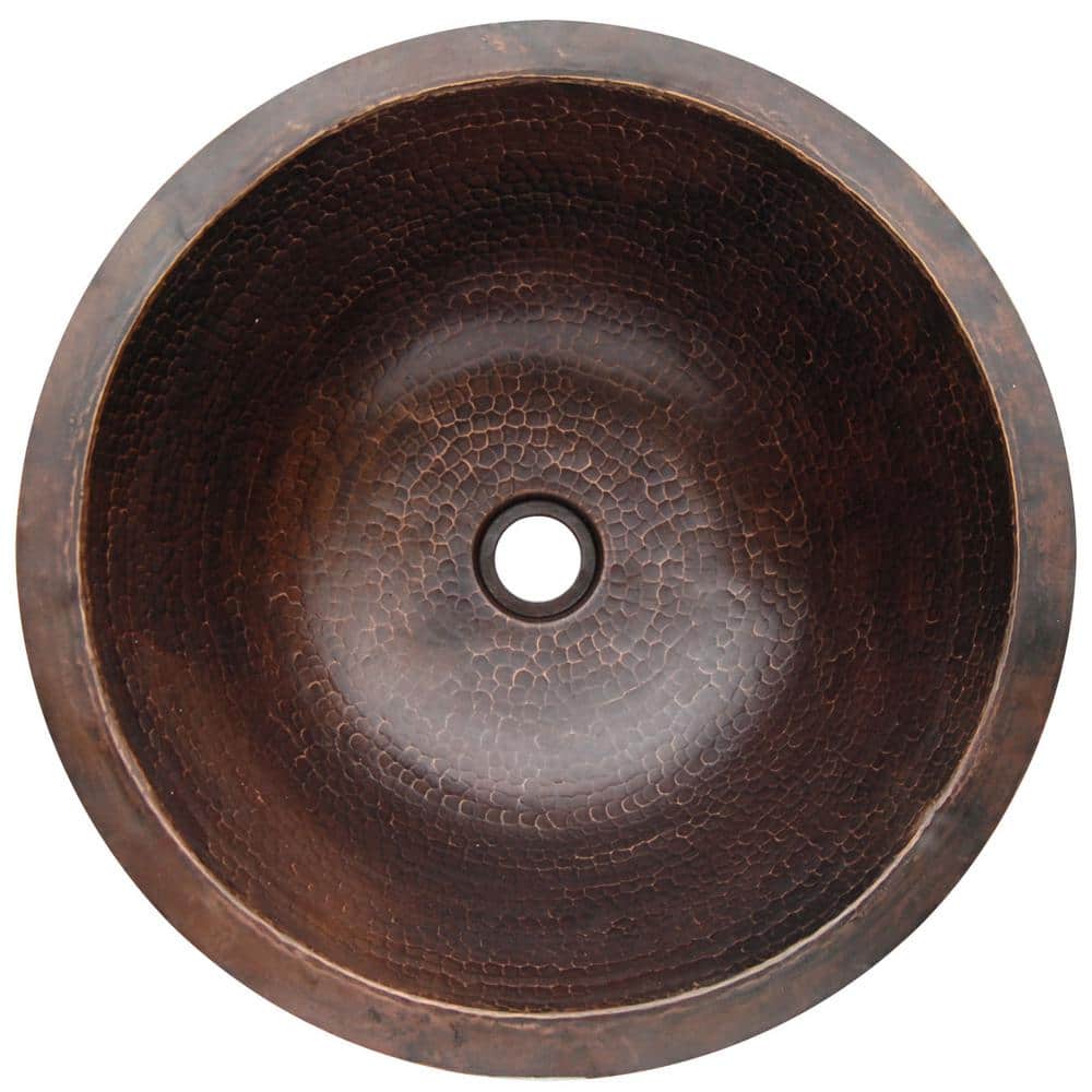 Antique Dark Copper Hammered Circular Bathroom Sink