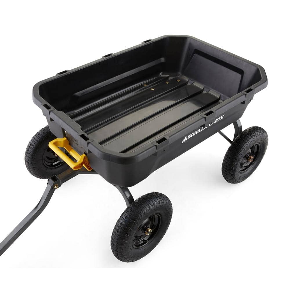 Heavy Duty Black Poly Yard Dump Cart with Pneumatic Tires
