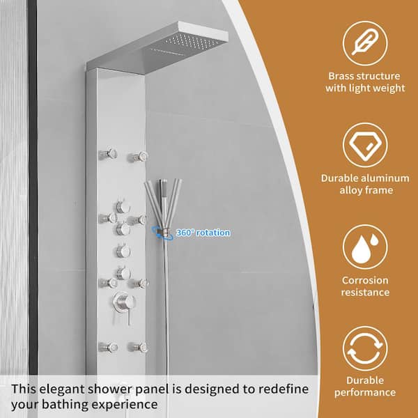 BWE 8-Jet Rainfall Shower Tower Shower Panel System with Rainfall