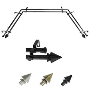 13/16'' Dia Adjustable 20''-36'', 38''-72'' Bay Window Double Curtain Rod with Bruno Finials in Black