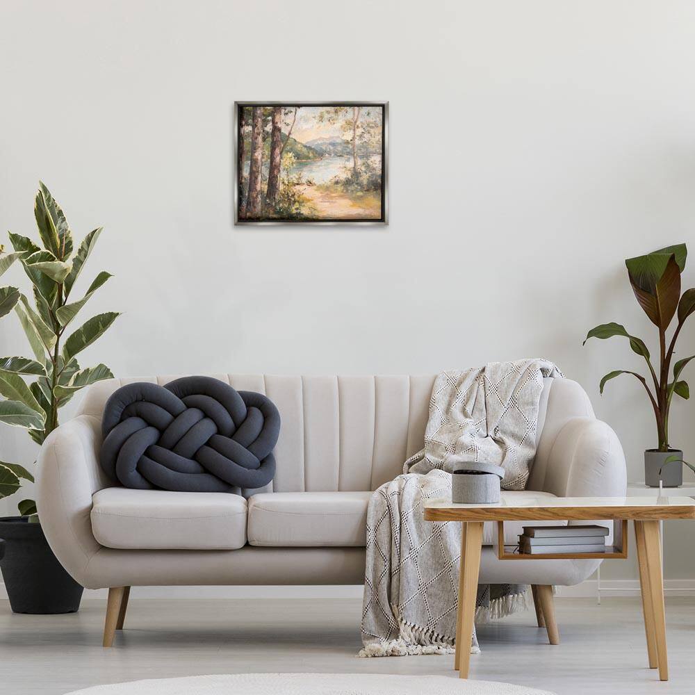 Peaceful Lakeside Landscape by Petal Prints Design Gray Floater Frame Nature Graphic Art Print 17 in. x 21 in. price history on PriceWatchPro