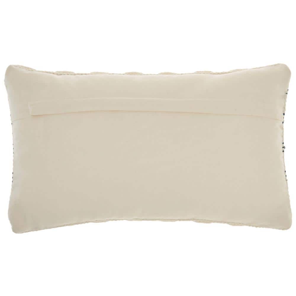 Navy and Ivory Embroidered Rectangular Throw Pillow 12" x 20"