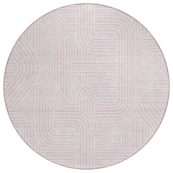 Addison Rugs Chantille Machine Washable Indoor/Outdoor Abstract ACN917 Pink 8 ft. x 8 ft. Area Rug