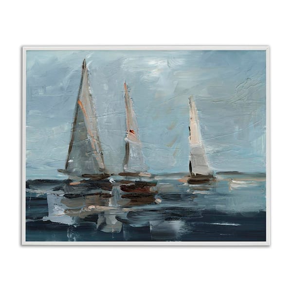 Stupell Industries Moody Sailboats Maritime by Ethan Harper White Framed Typography Giclee Art Print 11 in. x 14 in.