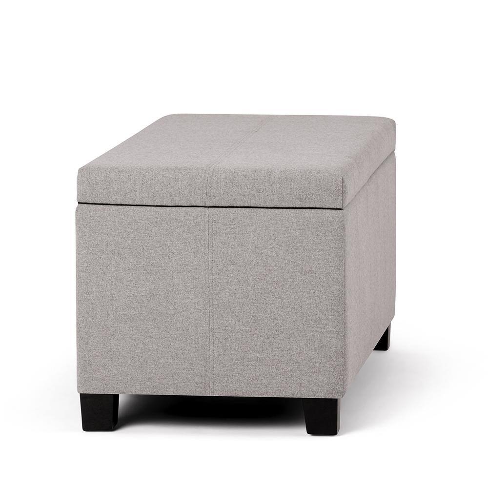 Gray Cloud Tufted Wood Storage Bench Ottoman