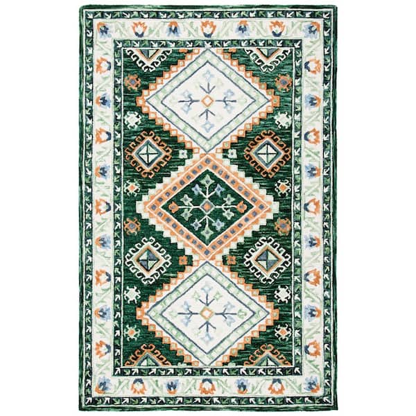 Aspen 4 ft. x 6 ft. Green/Ivory Oriental Area Rug