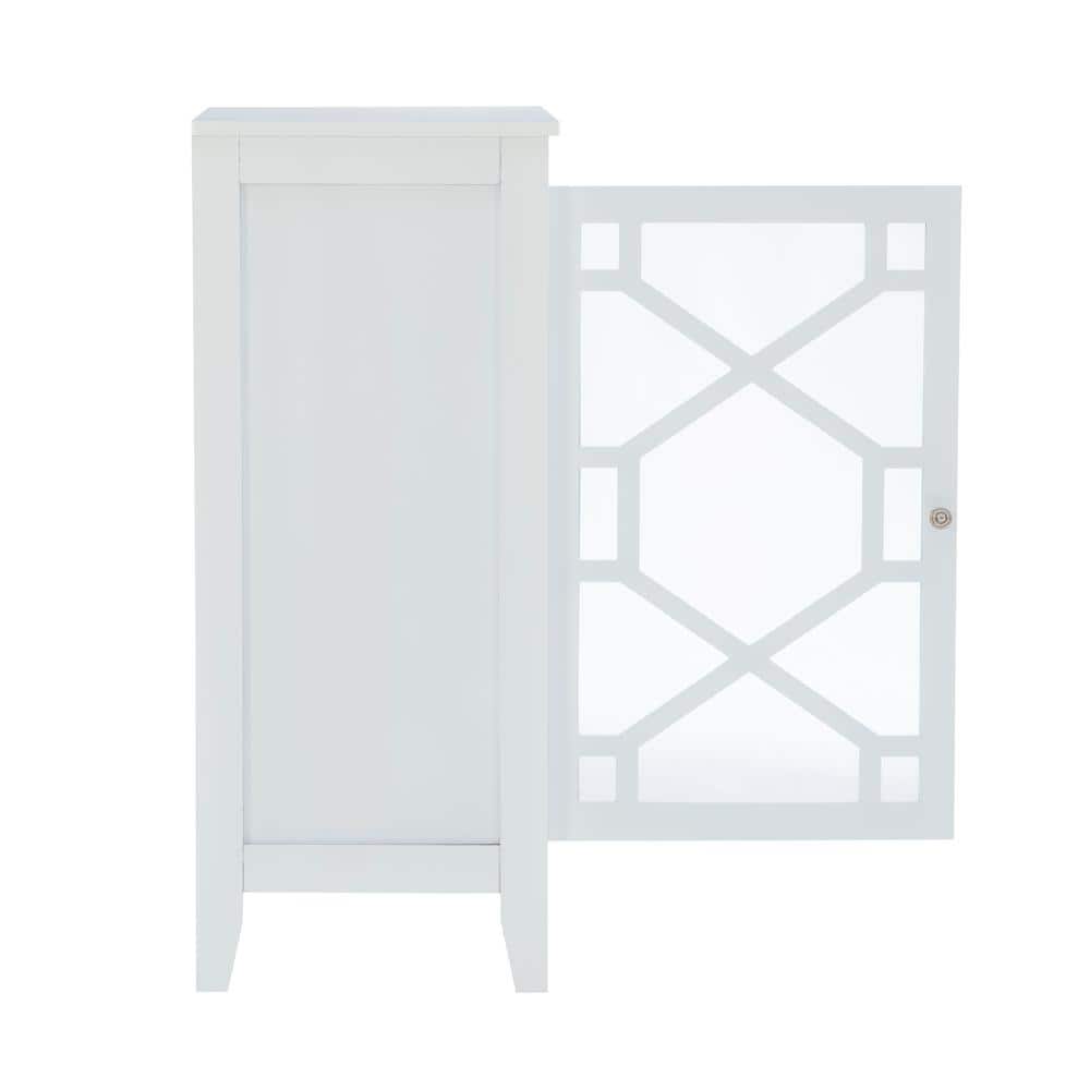 White MDF Accent Cabinet with Glass Door and Shelves