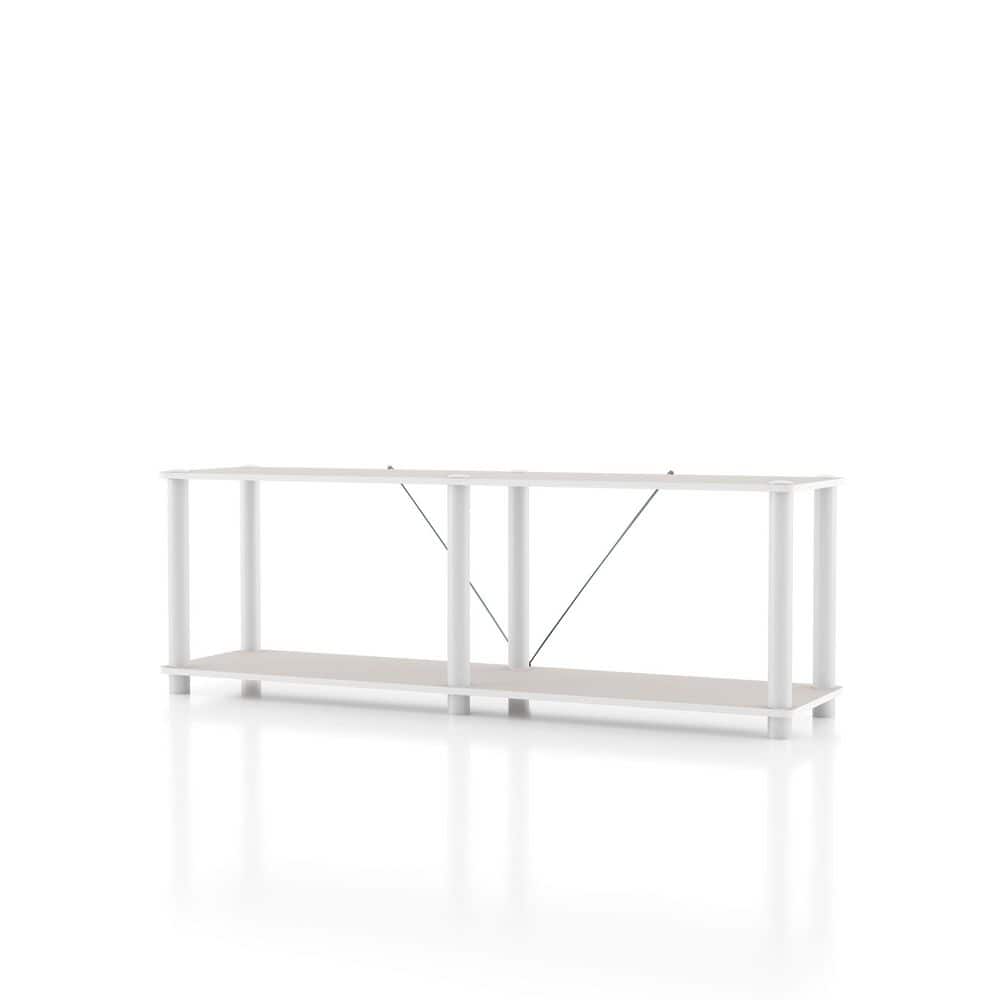 Taupe Grey Modern Engineered Wood 2-Tier Wide Shelf Unit