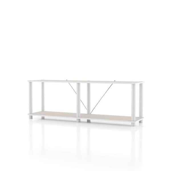 Quincy 16.1 in. Tall Greige Engineered Wood Wide 2-Shelf Modular Bookcase With Support Rods