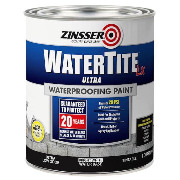 Zinsser 1 Qt Watertite Lx Low Voc Mold And Mildew Proof White Water Based Waterproofing Paint 6 Pack 271098 - Retaining Wall Waterproofing Home Depot