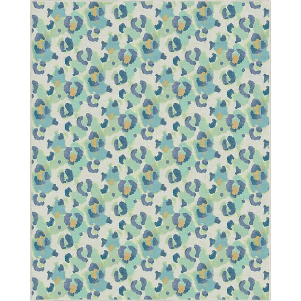 Well Woven Animal Prints Leopard Contemporary Pattern Green Beige 5 ft. x 7 ft. Area Rug