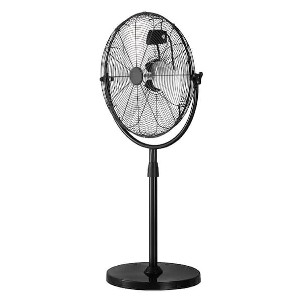 18 in. Industrial Pedestal Fan, Adjustable Height 45.3 - 57.9 in. 3-Speed Floor Fan, High-Power Cooling for Home, Black