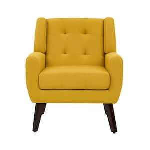 Yellow Linen Upholstered Armchair (Set of 1)