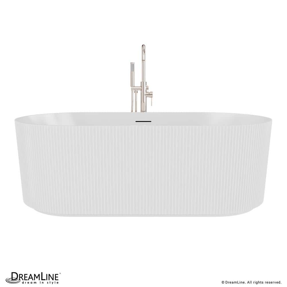 Charisma 67" White Ribbed Acrylic Freestanding Soaking Bathtub