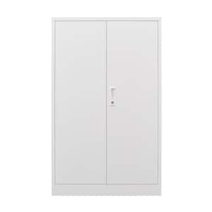 25.6" W x 13.8" D x 42" H Ready-to-Assemble Folding Filing Cabinet in White with 2 Shelves and 2 Doors