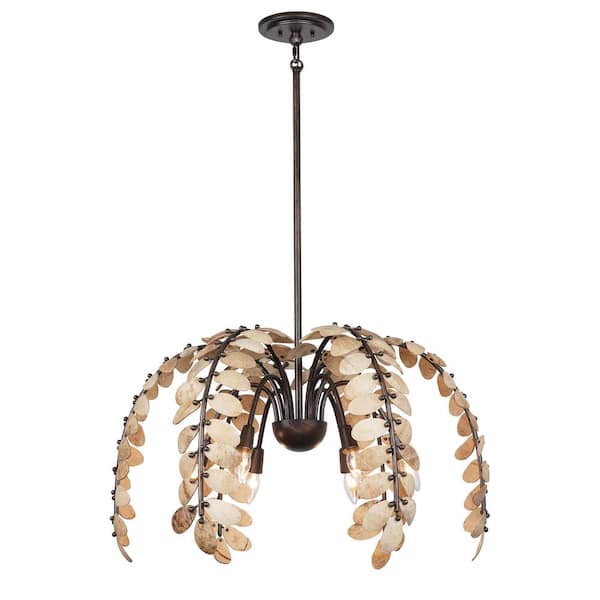 Savoy House Breegan Jane by Savoy House Grecian 6-Light Champagne Mist with Coconut Shell Chandelier