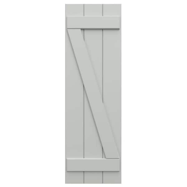 21 1/2"W x 56"H EnduraCore Composite 4-Board Joined Board-n-Batten Shutters +ZBar, Hailstorm Gray (Pair-No Hardware)