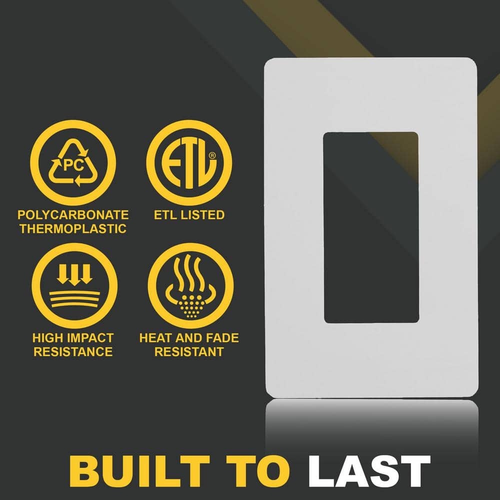 White Smooth 1-Gang Screwless Wall Plate Set
