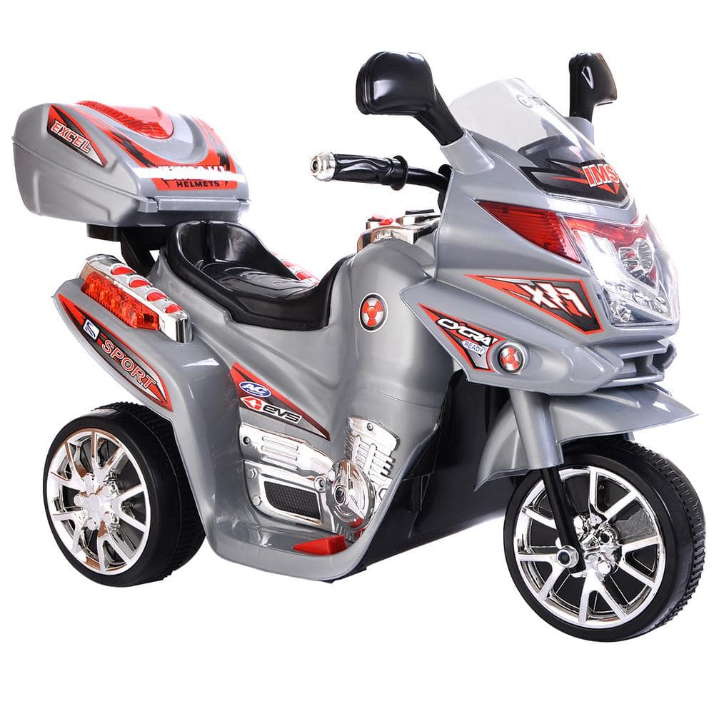 Gray 6-Volt Battery-Powered Ride-On Motorcycle