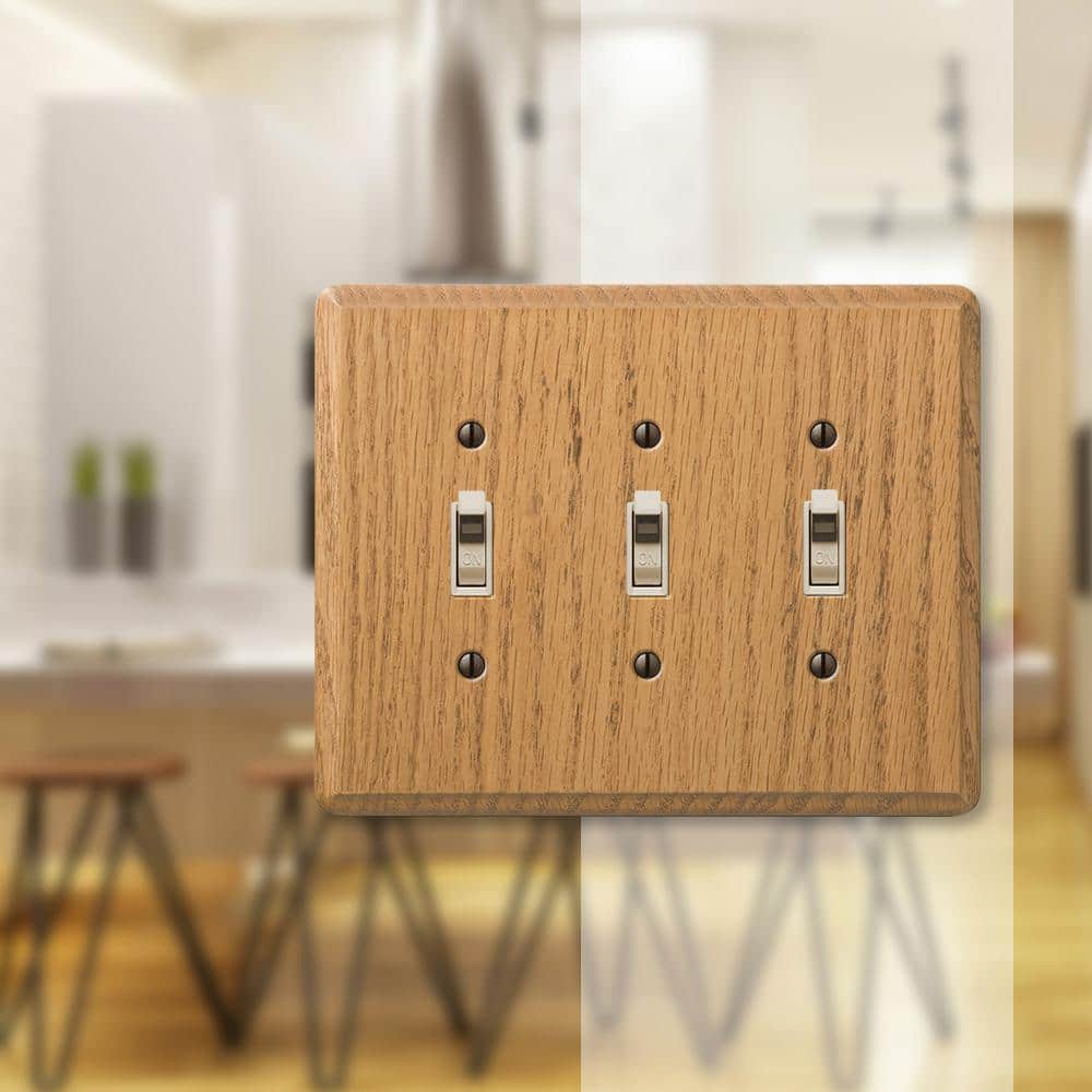 Amerelle Light Oak 3-Gang Toggle Switch Wall Plate