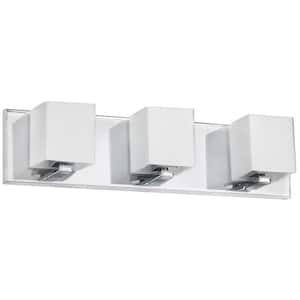 Nella 3-Light Polished Chrome Vanity Light with Frosted White Glass