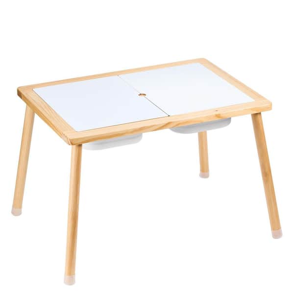 Sensory Table for Toddlers, Kids Activity Table with 3 Foldable Storage Bins & Double-Sided Board, Play Sand Table