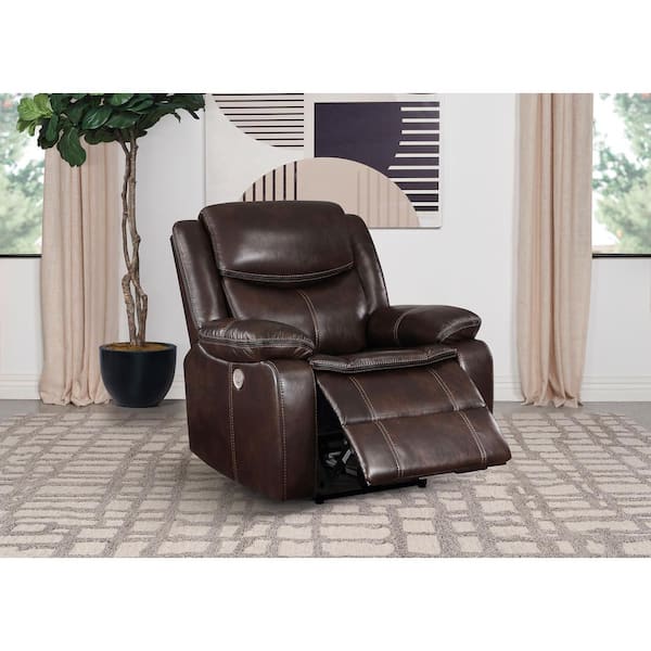 Sycamore Dark Brown Upholstered Power Recliner Chair