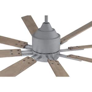 Fleming 70 in. Indoor/Outdoor Dual Mount Aged Galvanized Ceiling Fan Integrated LED Light Kit w/ Remote & Wall Control