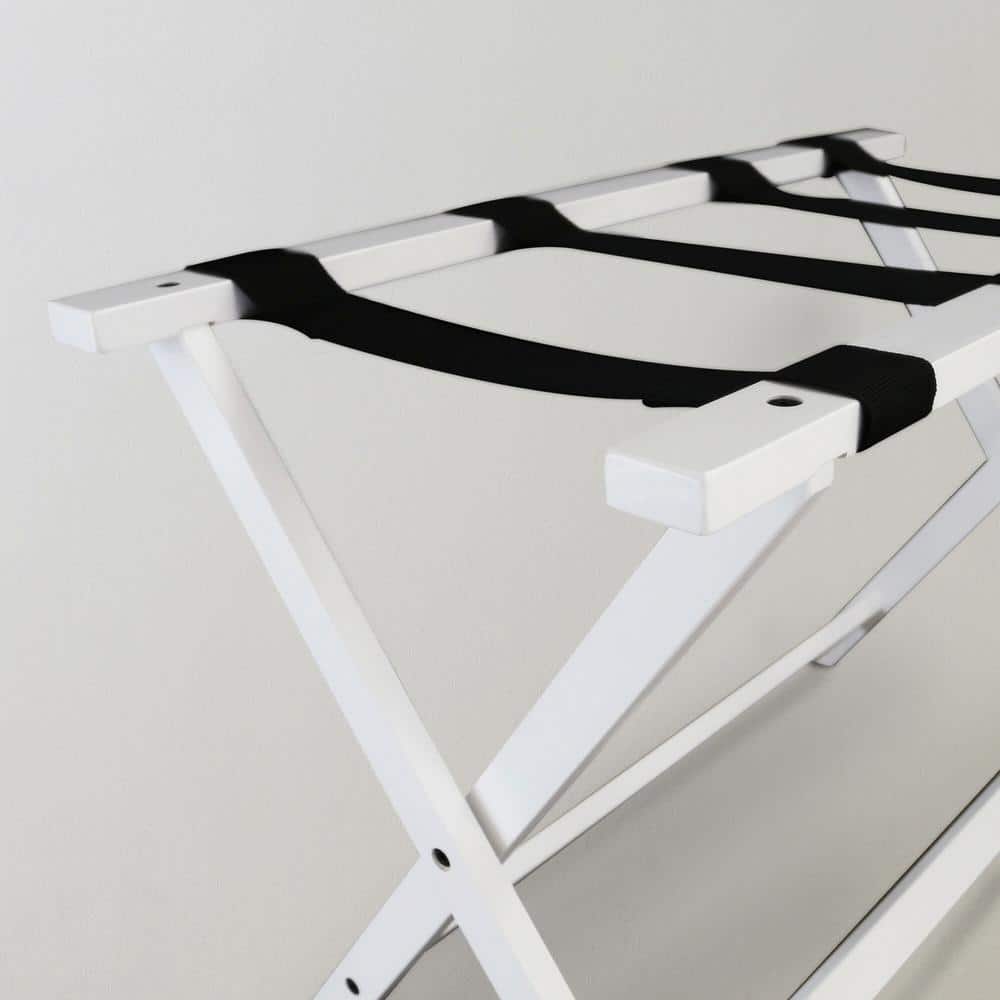 Extra Wide White Solid Wood Foldable Luggage Rack
