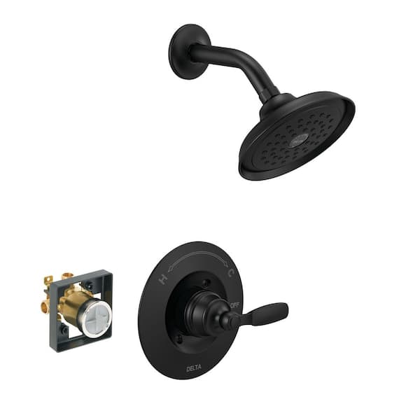 Woodhurst Single Handle 1-Spray Shower Faucet 1.75 GPM with Pressure Balance in Matte Black