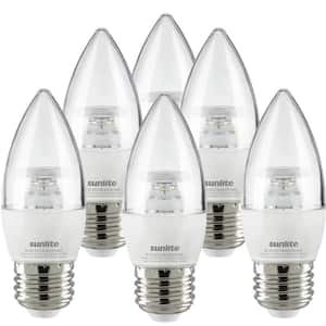 60-Watt Equivalent B13 Dimmable Energy Star ETL Listed E26 Base LED Clear Chandelier Bulbs, Cool White 4000K, (6 Pack)