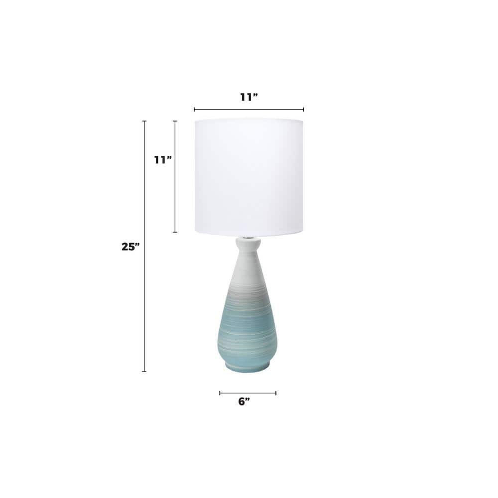 Magnolia 25" Green and White Ceramic Table Lamp with Linen Shade