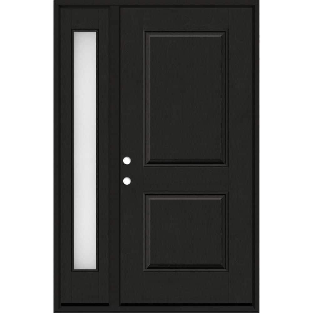 Regency 53 in. x 80 in. 2P Squaretop RHIS Onyx Stain Mahogany Fiberglass Prehung Front Door with Obscure 14in. SL 4-9/16 price history on PriceWatchPro