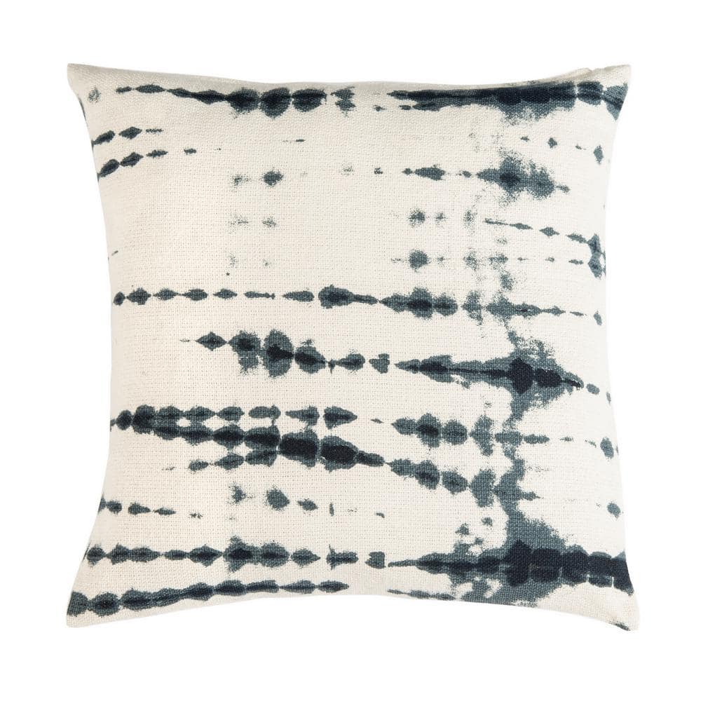 Beige and Blue Abstract Cotton Throw Pillow