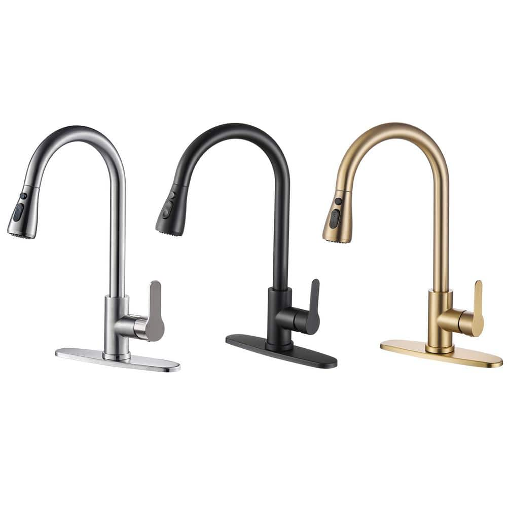 Heemli Pause Mode Single Handle Pull Down Sprayer Kitchen Faucet With   Gold Pull Down Kitchen Faucets Kbn0301g 64 1000 