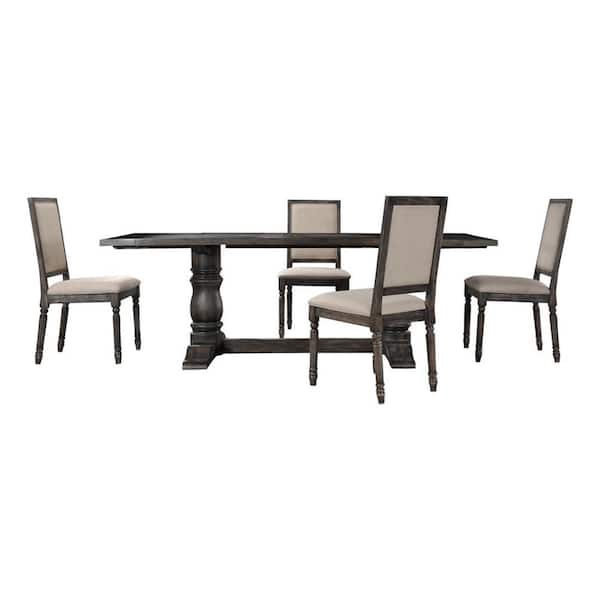 Best Master Furniture Lisa 5-Piece Weathered Oak Rectangular Dining Set