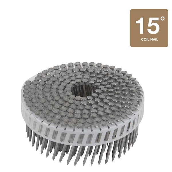 Hitachi 1-7/8 in. x 0.092 in. Full Round-Head Ring Shank Plastic Sheet Aluminum Coil Nails (6,000-Pack)