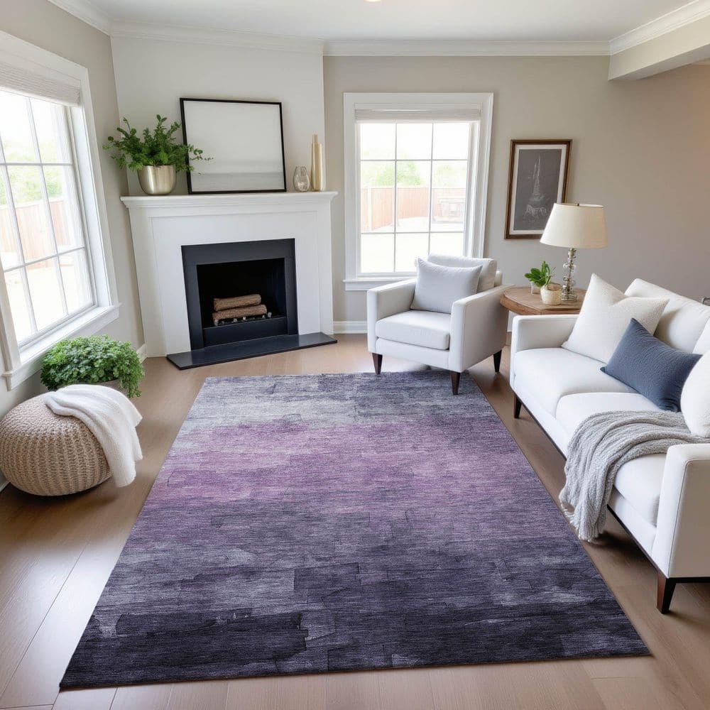 Mayfield Premium Machine Washable Abstract AMF1465 Lavender 3 ft. x 5 ft. Area Rug price history on PriceWatchPro