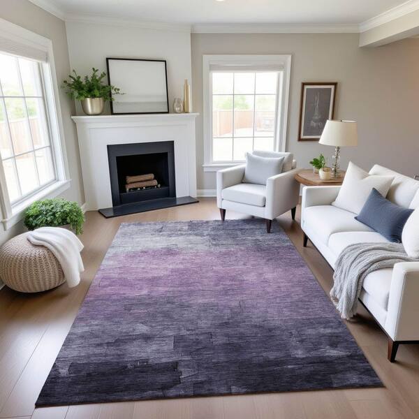 Mayfield Premium Machine Washable Abstract AMF1465 Lavender 3 ft. x 5 ft. Area Rug