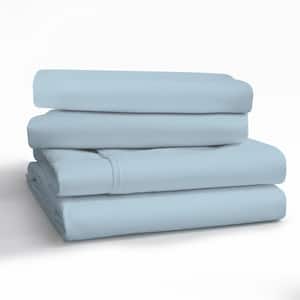 Silkmax 4-Piece Dyed Light Staple Combed 200 TC 100% Cotton King Bed Sheet Set Fits Mattress upto 16 in. Deep Pocket