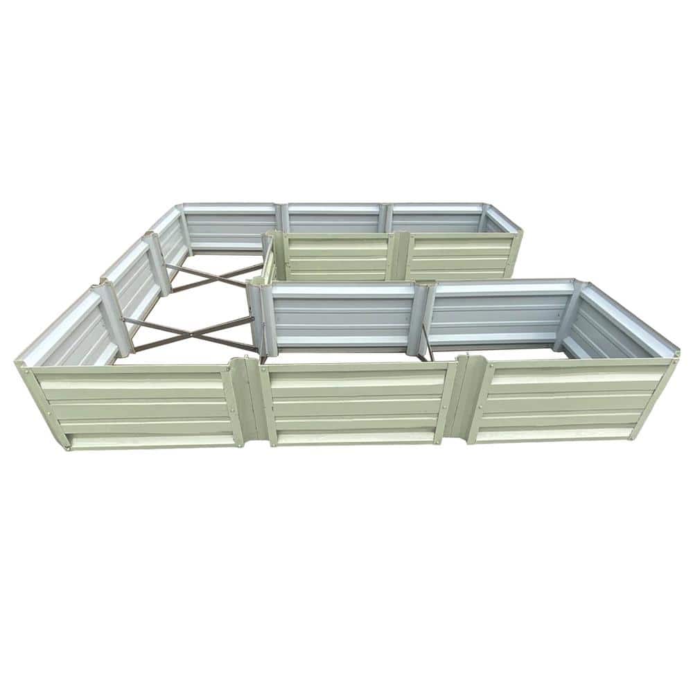Ash Grey U-Shaped Metal Raised Garden Bed, 108 x 108 x 18 Inch