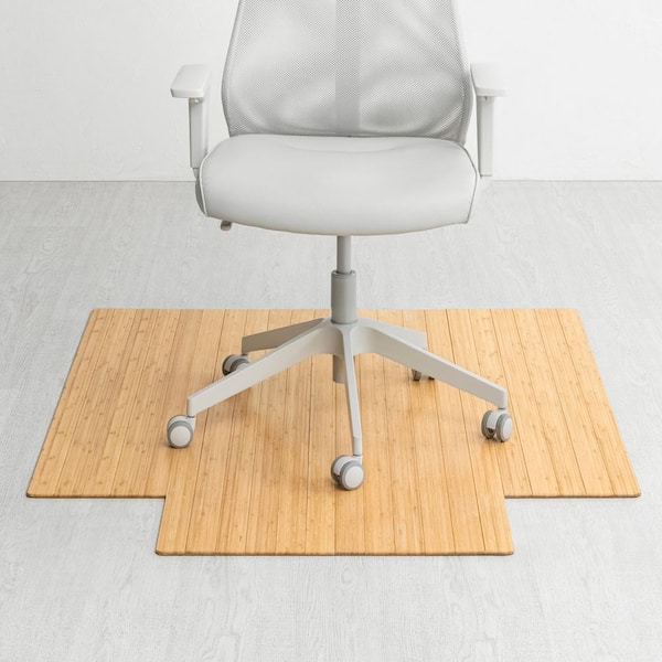 Anji Mountain Standard Natural Light Brown 44 in. x 52 in. Bamboo Roll-Up Office Chair Mat with Lip