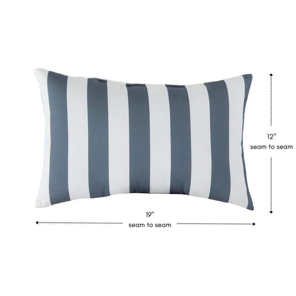 Canopy Stripe Gray 19 x 12 Inch Outdoor Rectangle Throw Pillow Set