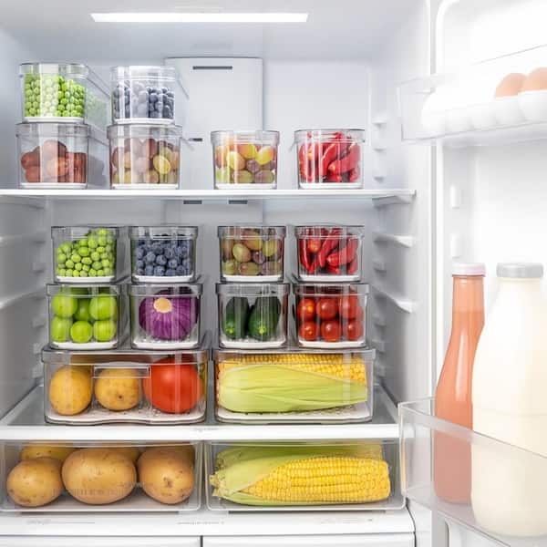 10-Pack Fridge Organizers and Storage Bins with Lids for Kitchen, Pantry, Refrigerator, Food, Fruit, Vegetable Storage