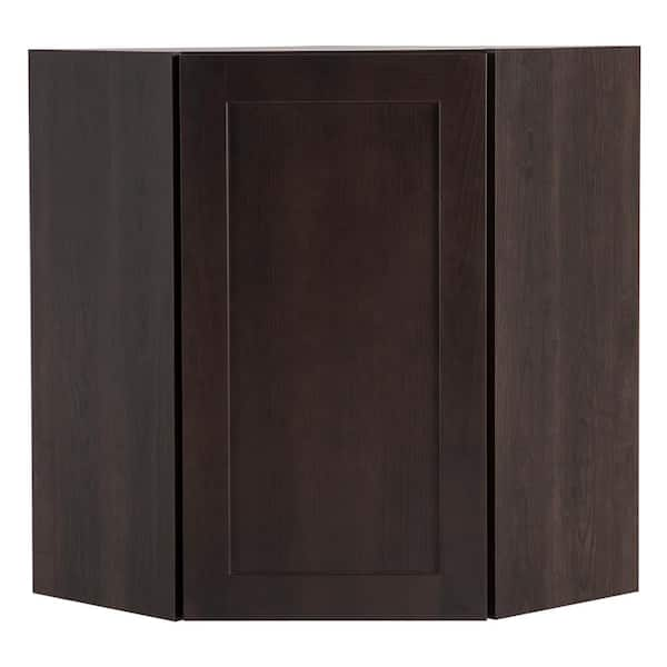 Hampton Bay Edson Assembled 23.64x30x23.64 in. Corner Wall Cabinet in Dusk